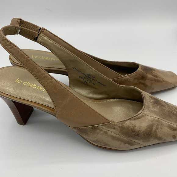 Liz Claiborne Abeline Marbled Leather Slingbacks - Picture 7 of 9